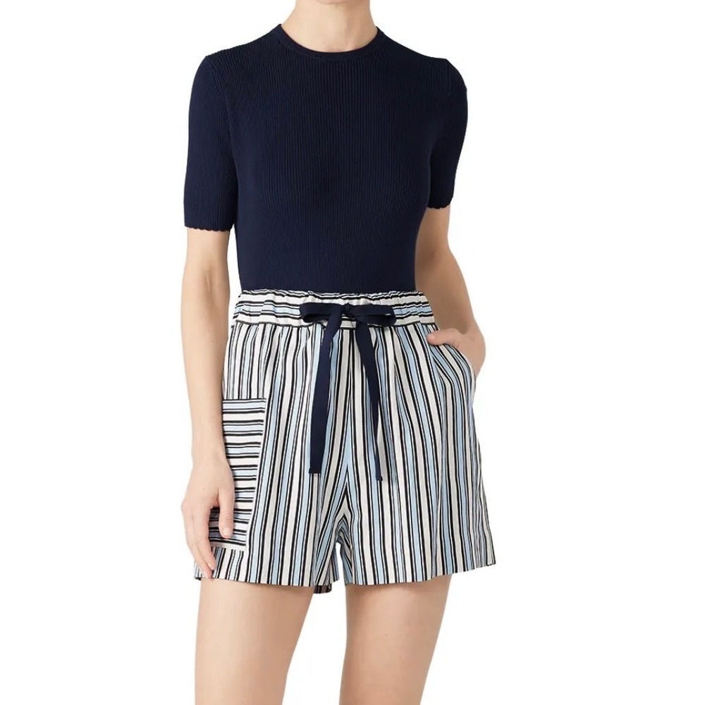 NWOT Chinti & Parker Size 6 Light Blue Cream Navy Midsummer Relaxed‎ Shorts